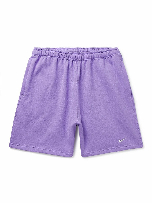 Photo: Nike - Solo Swoosh Wide-Leg Cotton-Blend Jersey Shorts - Purple