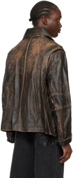 Martine Rose Brown A Line Leather Jacket