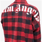Palm Angels Men's Curved Logo Overshirt in Red/White