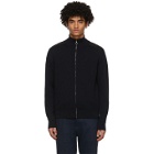 Salvatore Ferragamo Navy and Black Wool Half-Zip Sweater