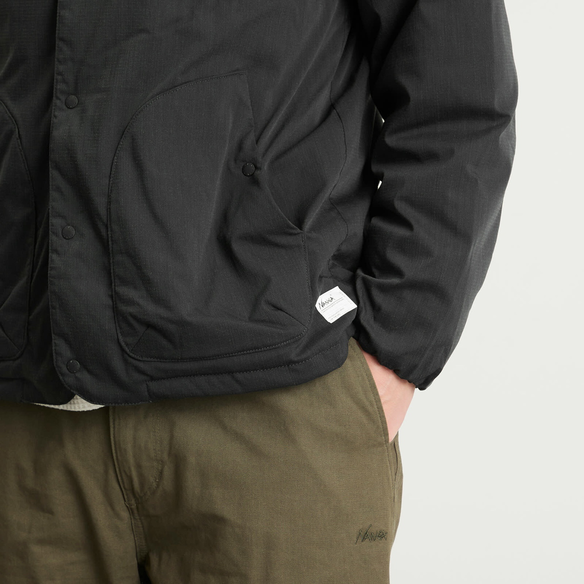 NANGA Men's Hinoc Ripstop Inner Down Cardigan in Black