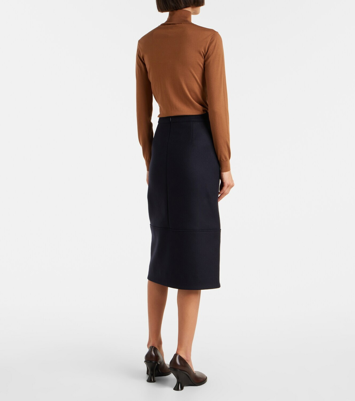 Plan C Sequined wool-blend midi skirt