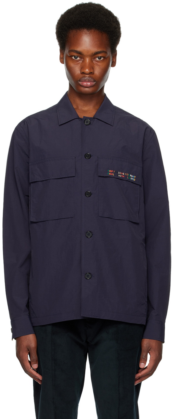Pop Trading Company Navy Embroidered Shirt Pop Trading Company