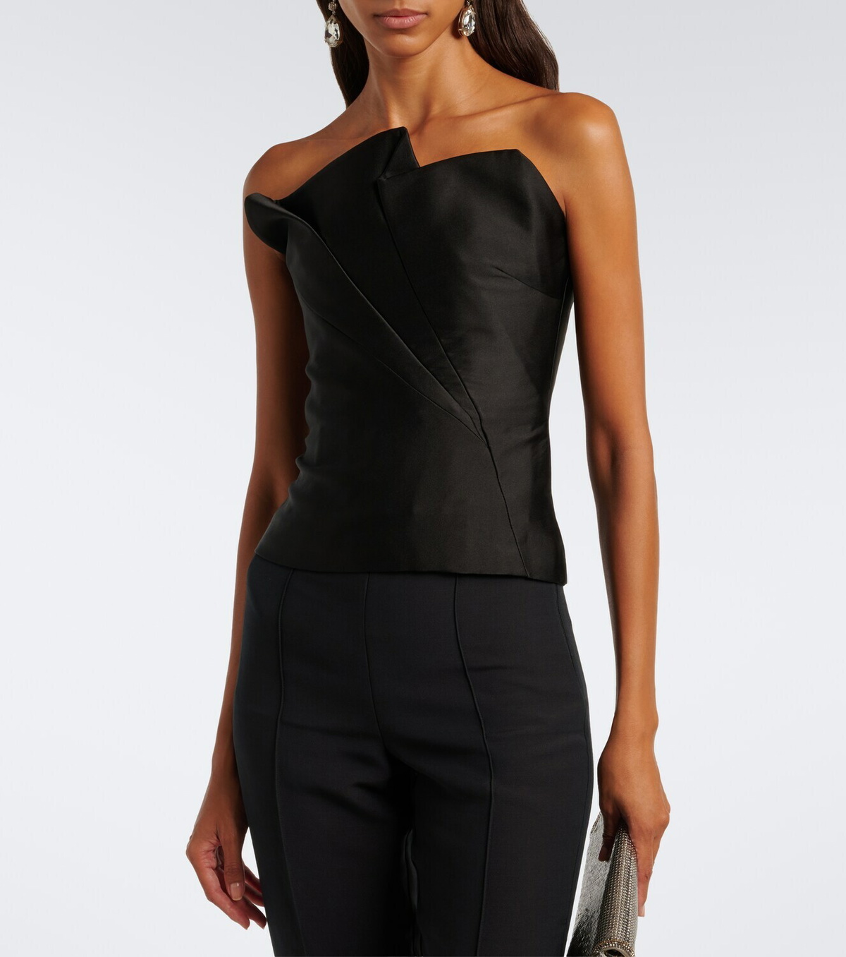 Roland Mouret Pleated taffeta corset top