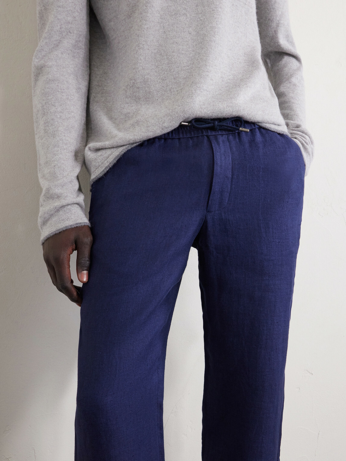 SEASE - Summer Mindset Straight-Leg Linen and Cotton-Blend Drawstring Trousers - Blue