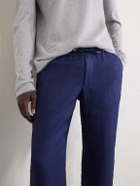 SEASE - Summer Mindset Straight-Leg Linen and Cotton-Blend Drawstring Trousers - Blue