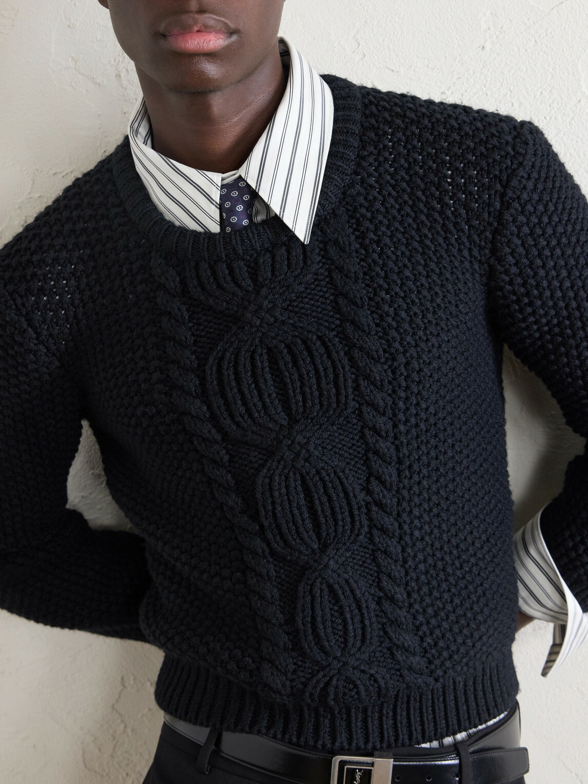 SAINT LAURENT - Knitted Wool Sweater - Black
