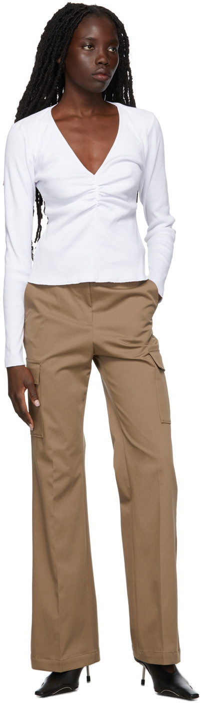 Rori Wide Leg Cargo Trousers in Beige | Oh Polly
