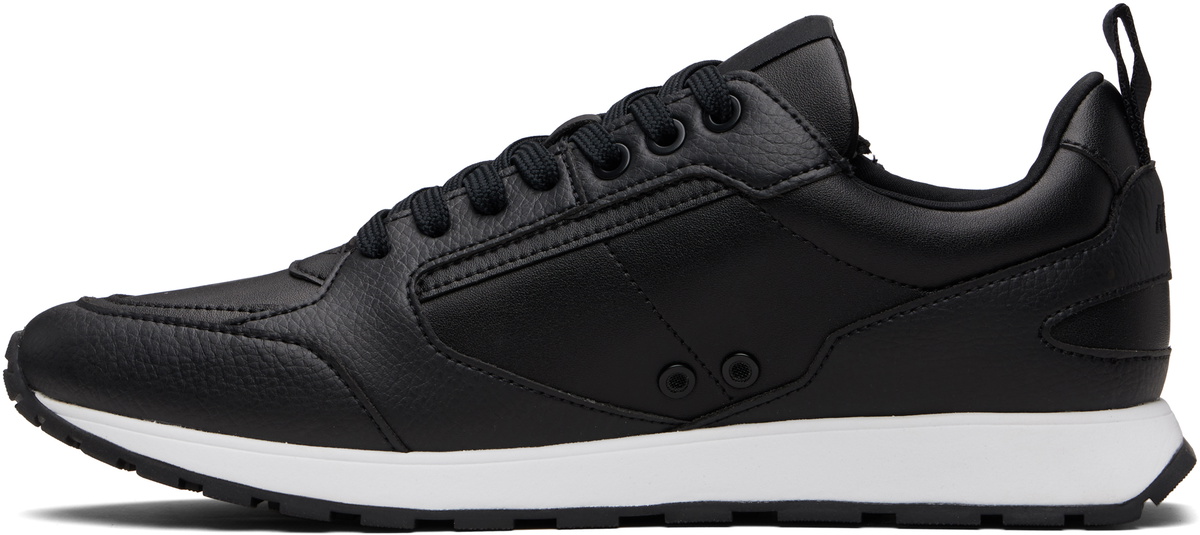 Hugo Black Grained Faux-Leather Sneakers