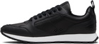 Hugo Black Grained Faux-Leather Sneakers