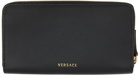 Versace Black 'La Medusa' Zip Around Wallet
