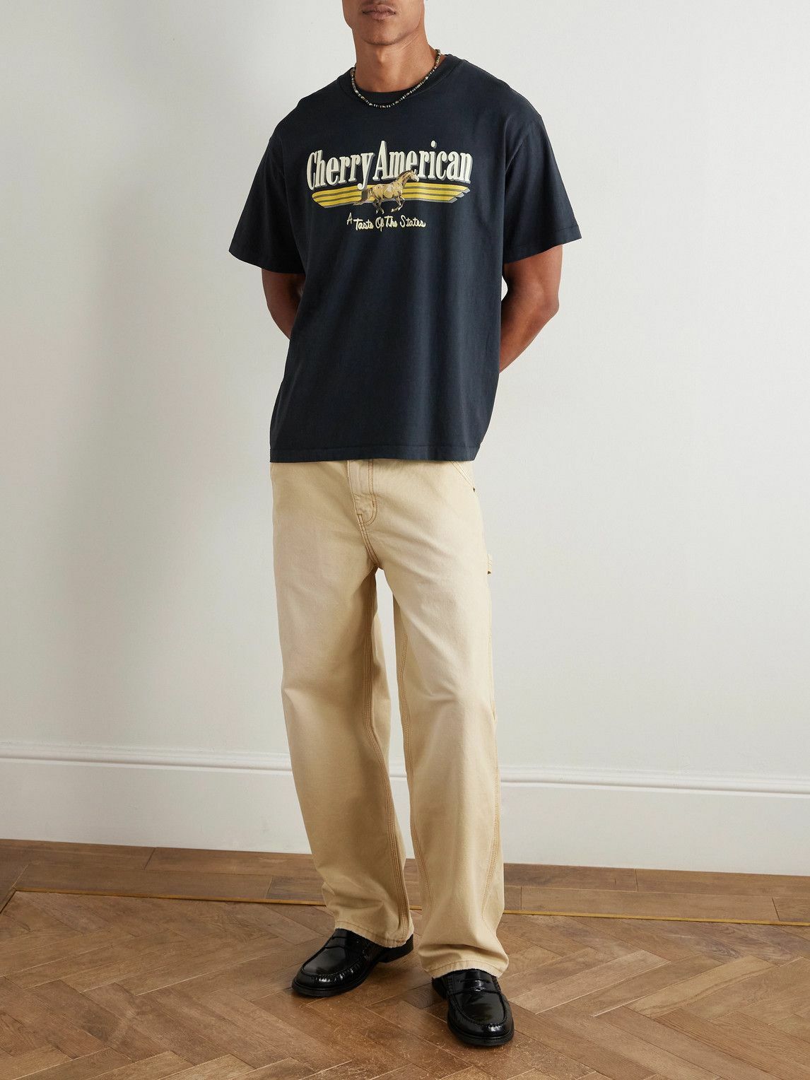 Cherry Los Angeles - Coast to Coast Printed Cotton-Jersey T-Shirt - Black