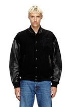 Diesel Varsity bomber jacket in cotton and leather - Leather jackets Mens in Black