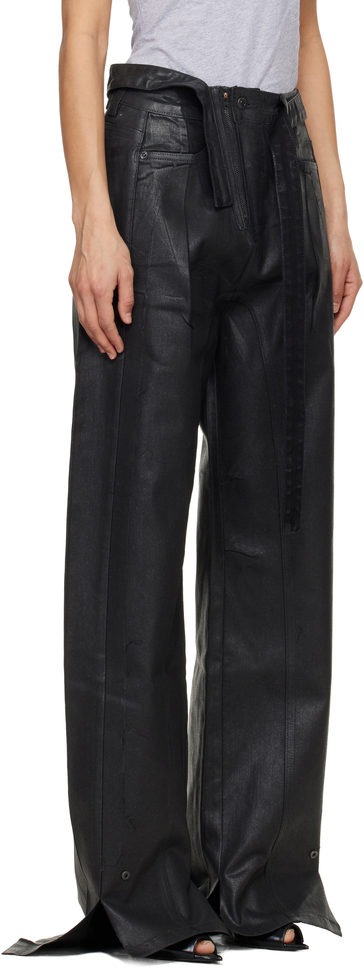 Ottolinger Black Glazed Baggy Jeans