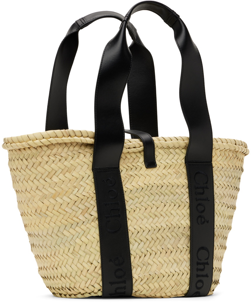 Chloé Beige & Black Medium Sense Basket Tote Chloe