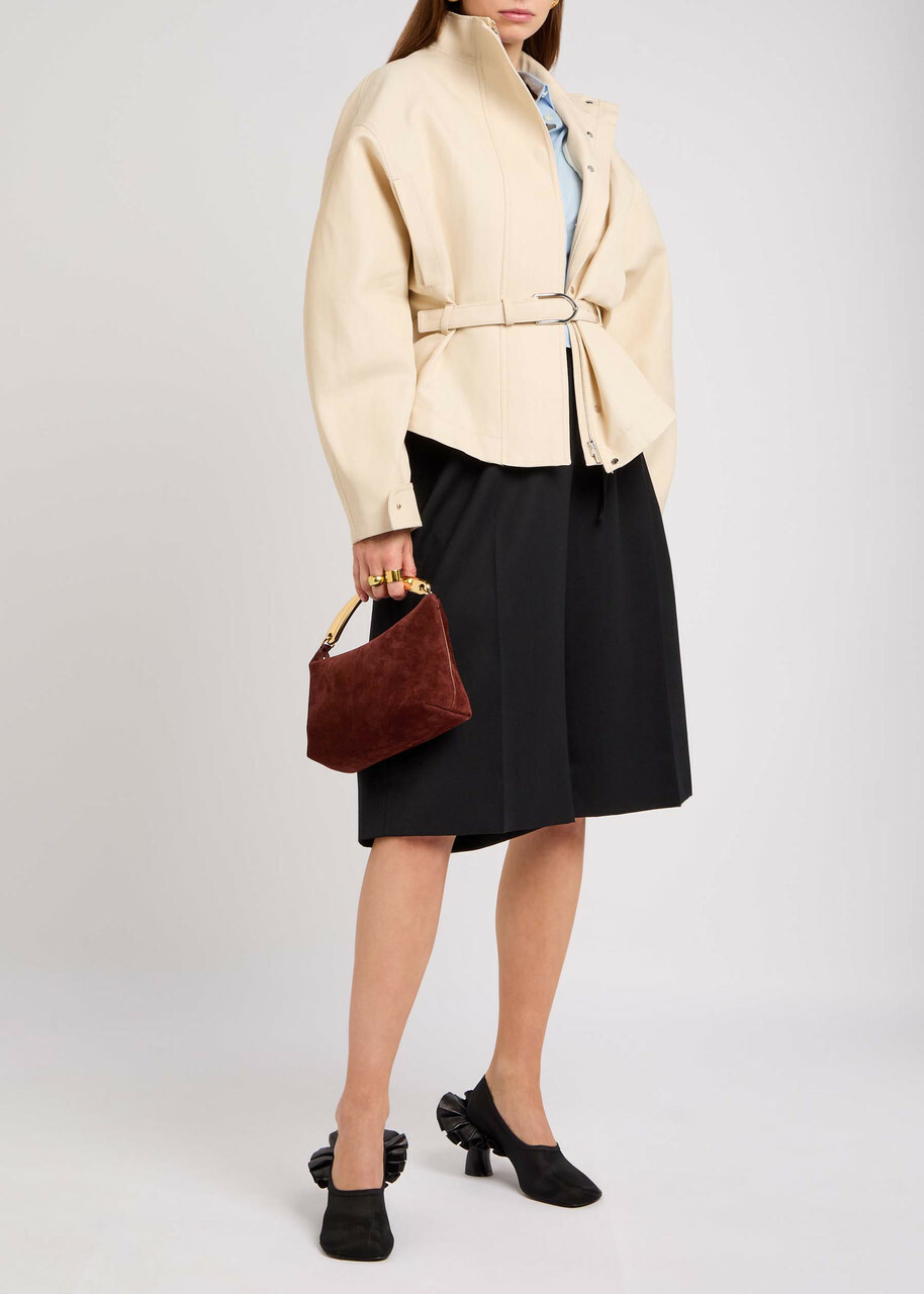 Mansur Gavriel Hera Suede top Handle bag - Chocolate - One Size