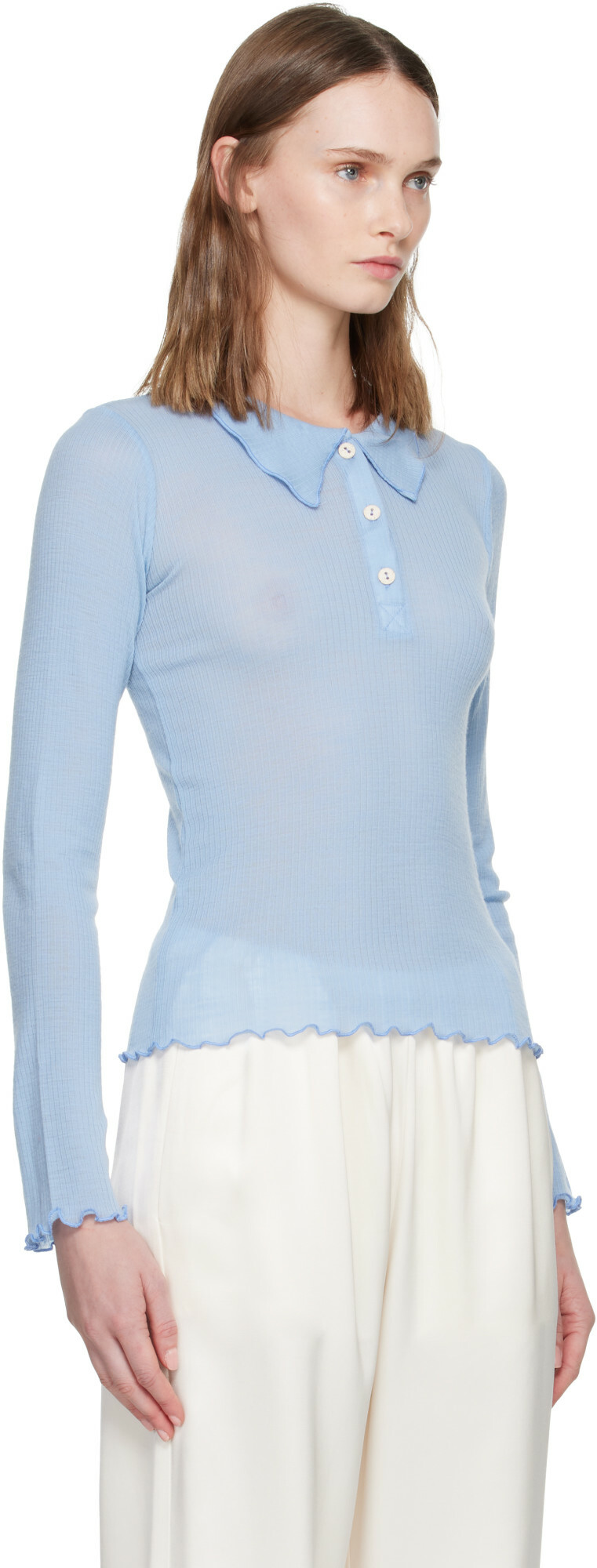 Baserange Blue Dual Long Sleeve Polo
