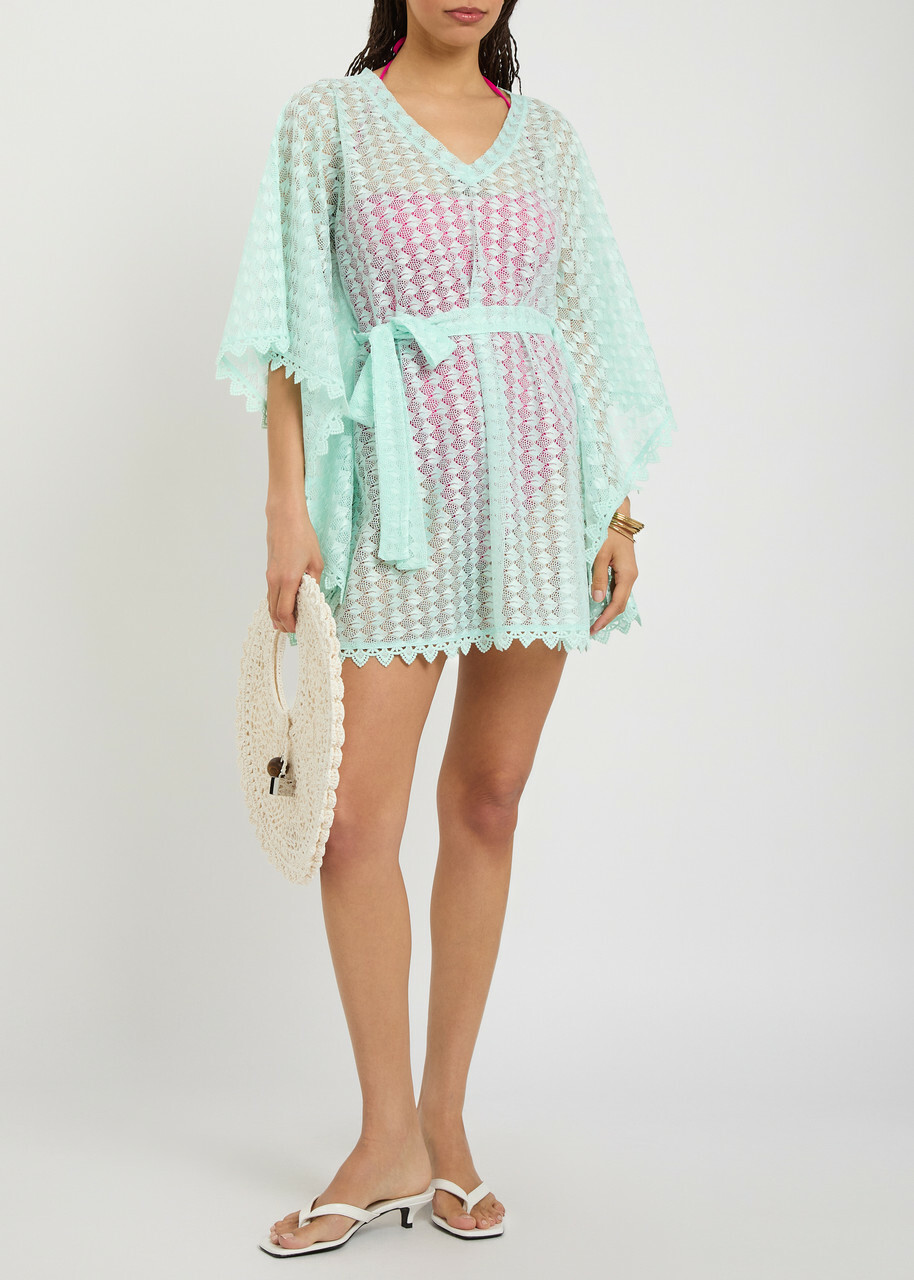 Melissa Odabash Petra Belted Cover-up Mini Dress - Mint - One Size