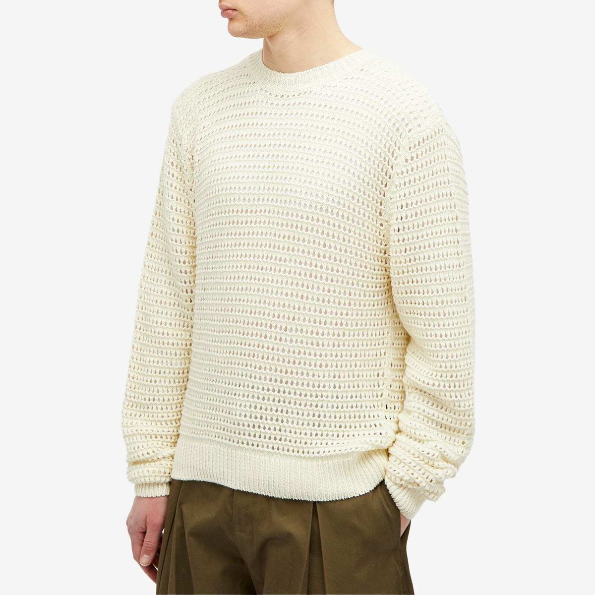 Sage Nation Men's Summer Hatachi Open Weave Jumper in Cream