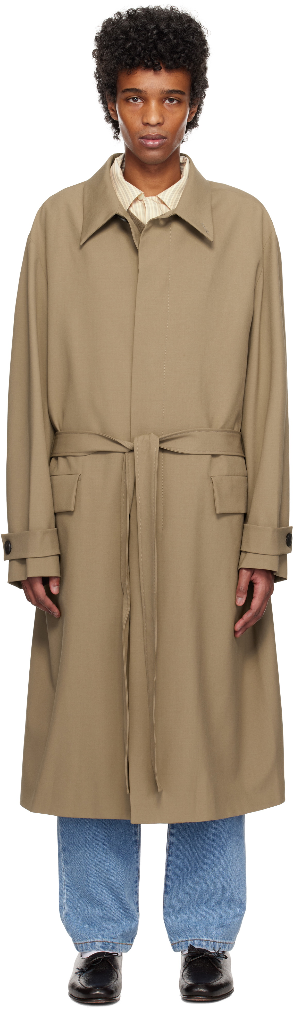 Róhe Khaki Relaxed Tailored Car Coat