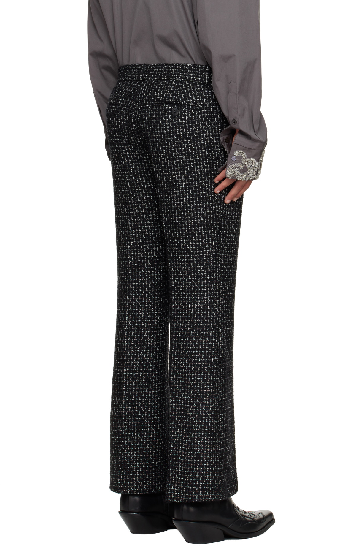 Ernest W. Baker Black Loose Fit Flare Trousers