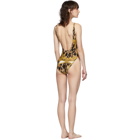 Versace Underwear Black and Tan Animalier Barocco One-Piece Swimsuit