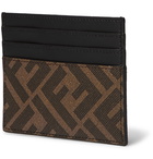 Fendi - Logo-Print Coated-Canvas and Leather Cardholder - Brown