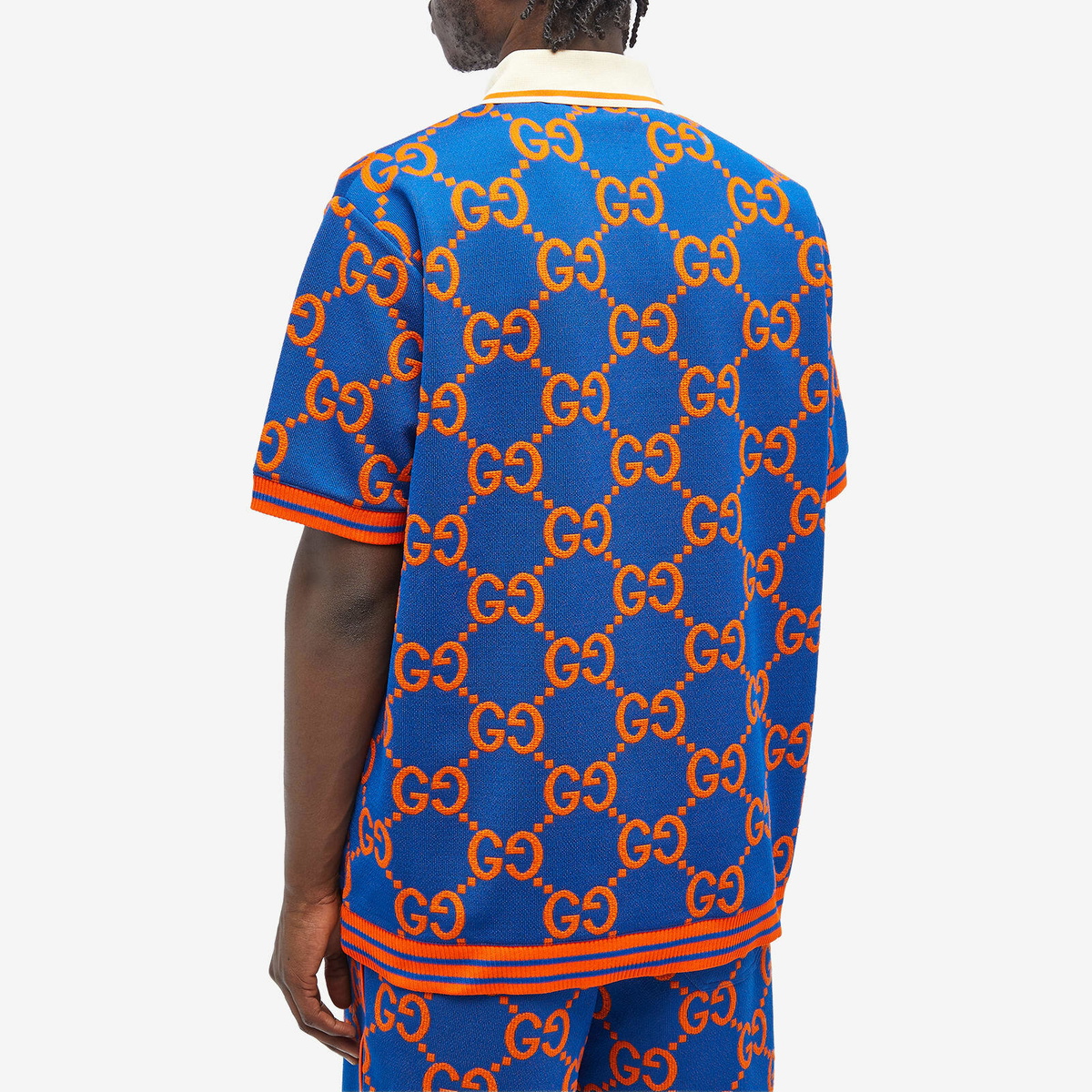Gucci Men's Jumbo GG Polo Shirt in Blue Gucci