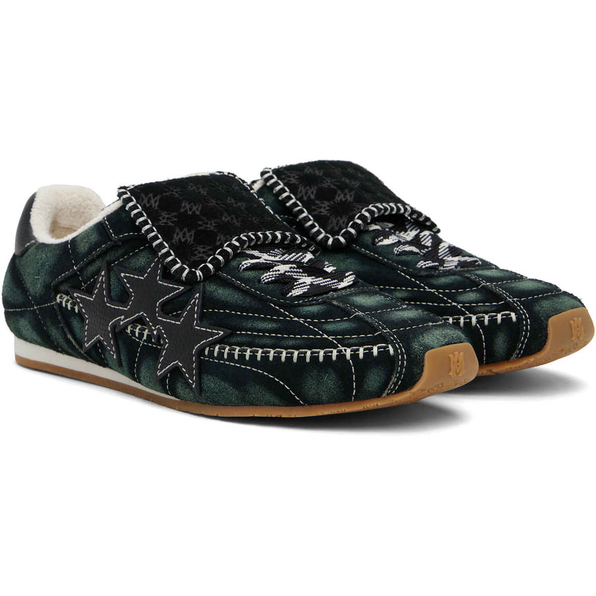 AMIRI Black & Green Pacific Flat Sneakers
