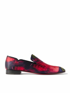 Christian Louboutin - Dandy Chick Grosgrain-Trimmed Floral-Print Satin Loafers - Red