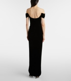Costarellos Embellished off-shoulder velvet gown