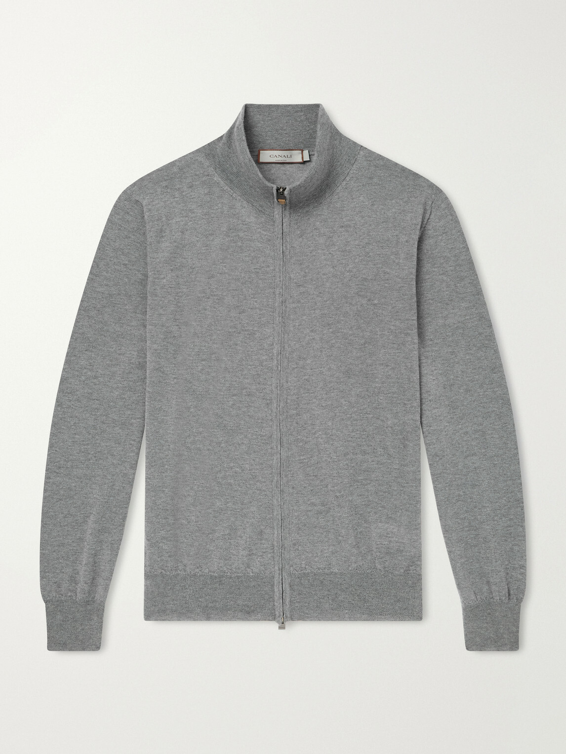 Canali - Wool Zip-Up Sweater - Gray