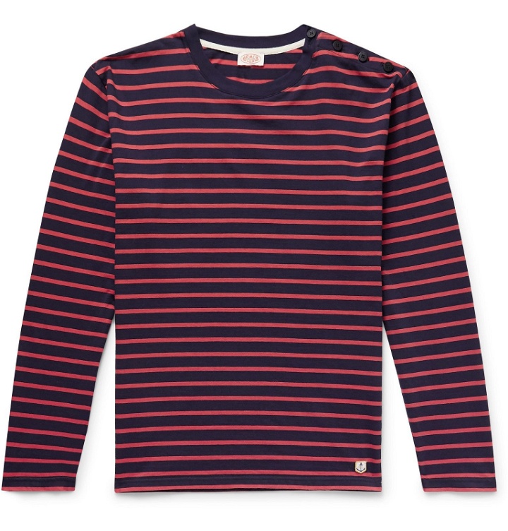 Photo: Armor Lux - Striped Cotton T-Shirt - Red