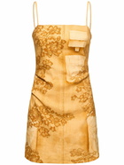 ACNE STUDIOS Printed Linen Blend Cargo Mini Dress