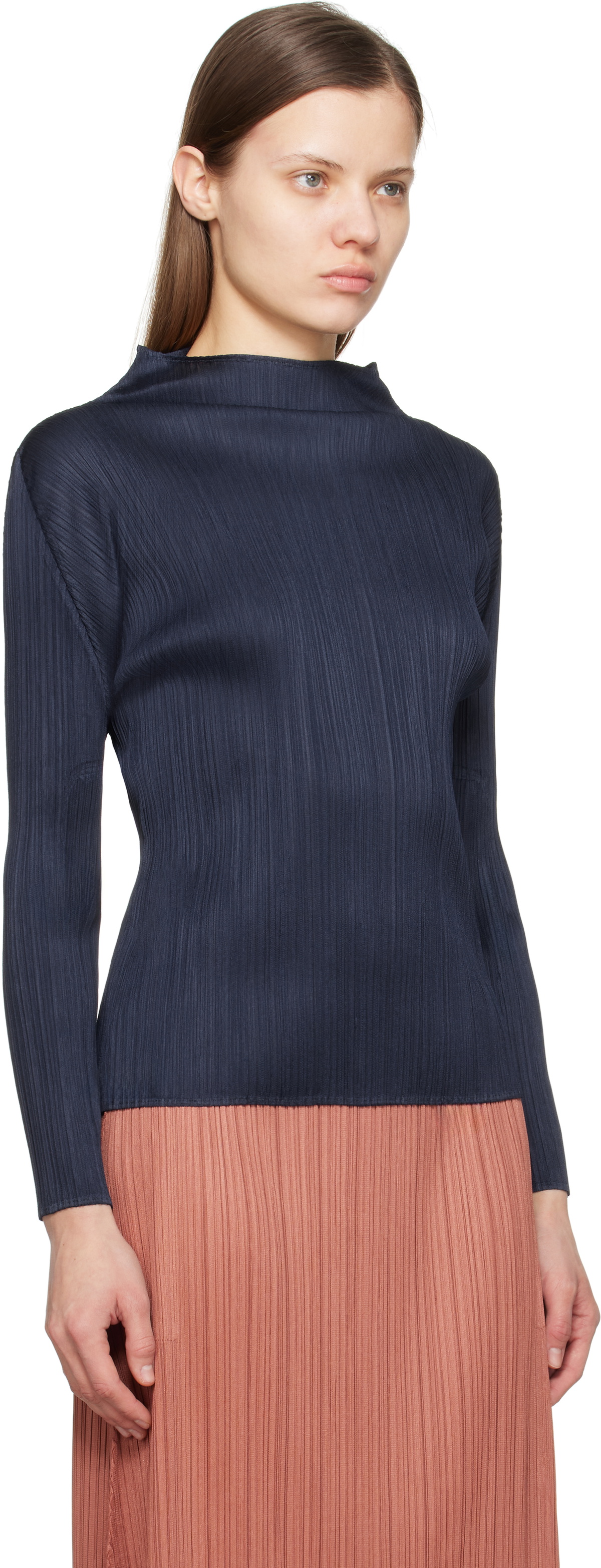 PLEATS PLEASE ISSEY MIYAKE Navy New Colorful Basics 4 Top Pleats