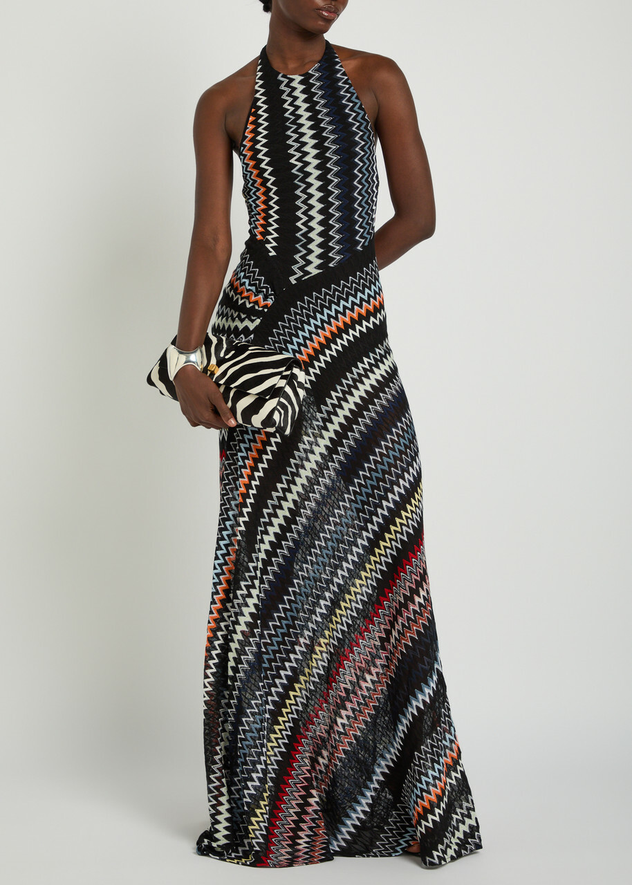Missoni Chevron Fine-knit Maxi Dress Multicoloured