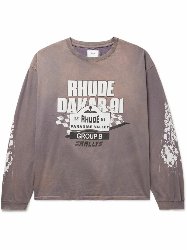 Photo: Rhude - Dakar 91 Logo-Print Cotton-Jersey Sweatshirt - Gray