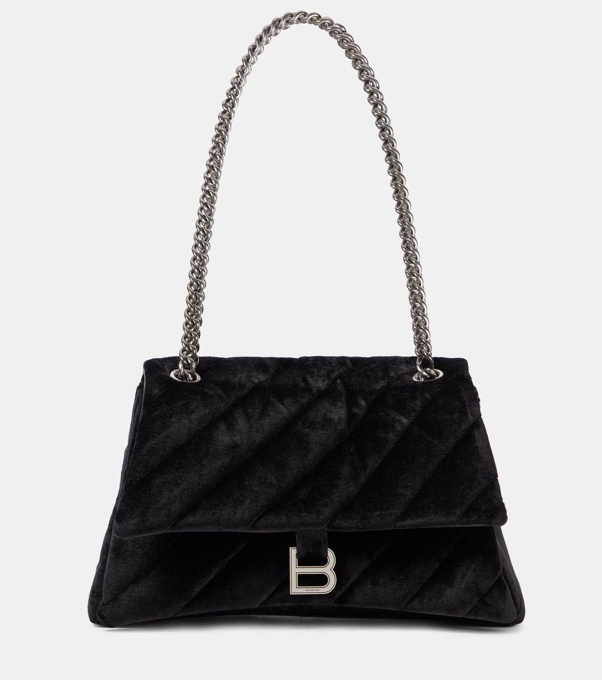 【BALENCIAGA】CRUSH MEDIUM SHOULDER BAG Crush Medium leather shoulder bag in black - Balenciaga