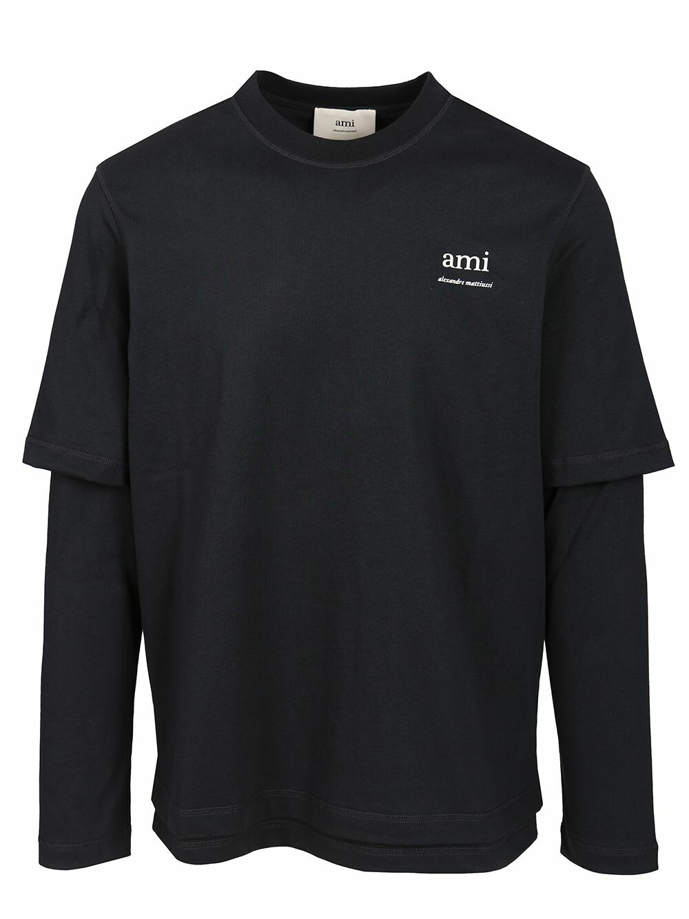 Tシャツ・カットソー Ami Alexandre Mattiussi Long Sleeve T-Shirt AMI Long Sleeve Heart Patch Stripe Tee AMI Alexandre Mattiussi