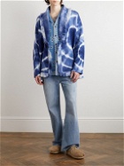 Alanui - Shawl-Collar Fringed Belted Tie-Dyed Wool Cardigan - Blue