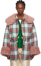 Caro Editions White & Pink Harris Tweed Connie Coat