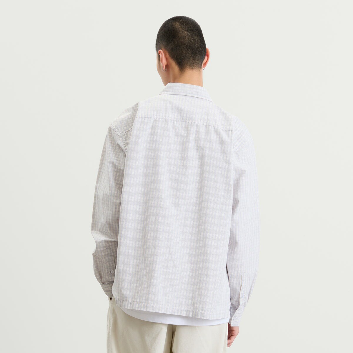 END. Men's Fairways Long Sleeve Shirt in Ice Grey Check