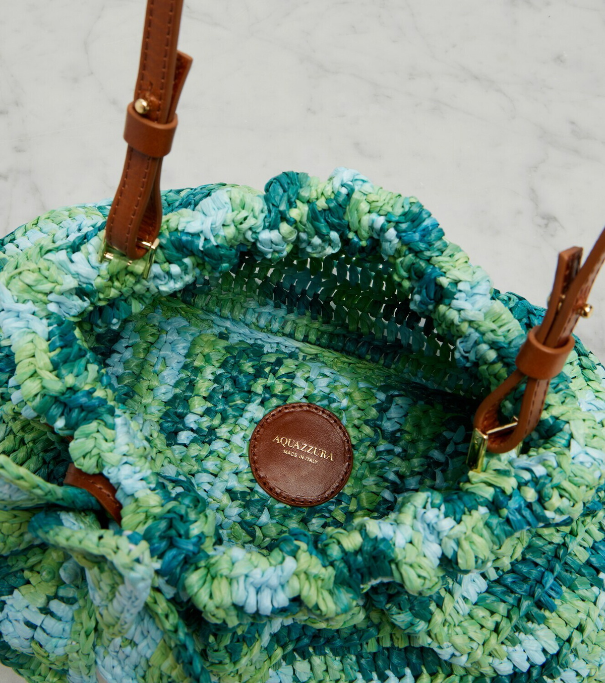 Aquazzura Calypso floral-appliqué raffia clutch
