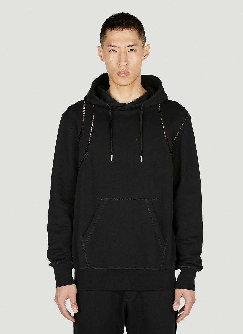 Alexander McQueen - Crochet Trim Hooded Sweatshirt in Black Alexander ...