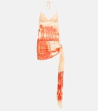 Jean Paul Gaultier Printed mesh halterneck top