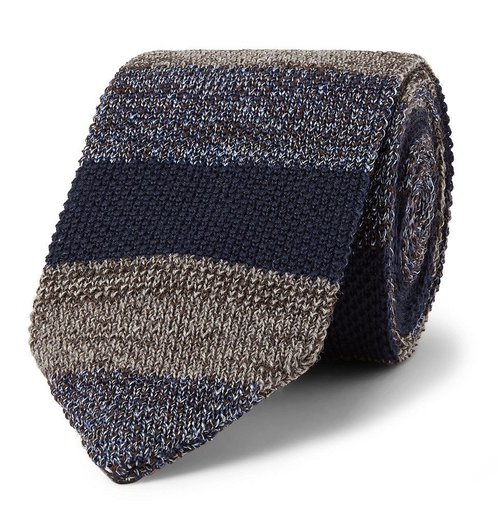 Photo: Missoni - 6cm Striped Knitted Wool and Silk-Blend Tie - Navy