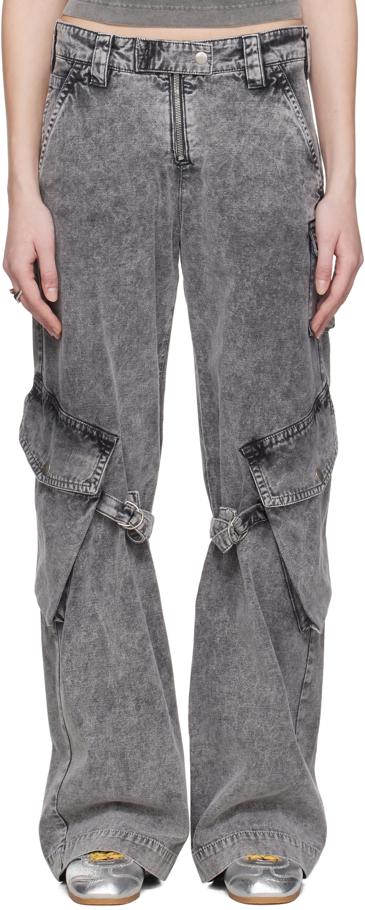 Acne Studios Gray Canvas Cargo Pants Acne Studios