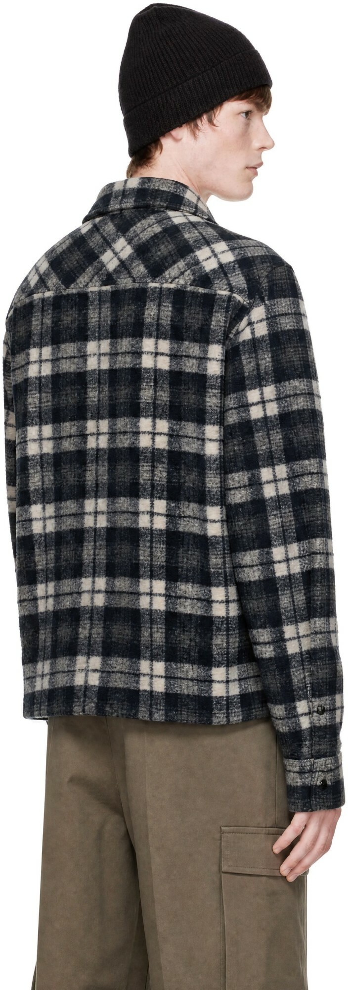 Moncler Black Check Zip Shirt