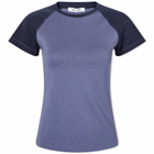 Samsøe Samsøe Women's Linn Fitted Contrast Sleeve T-Shirt in Nightshadow Blue