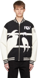 Feng Chen Wang Black & White Phoenix Bomber Jacket